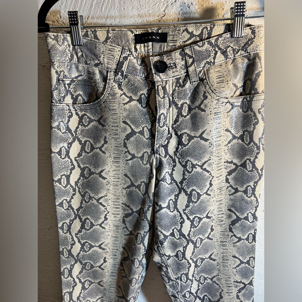 Leather Pants: Genuine Leather, Python Print, Bla… - image 3
